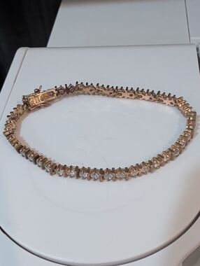 Classic Rose Gold Tennis Bracelet with Clear Stones